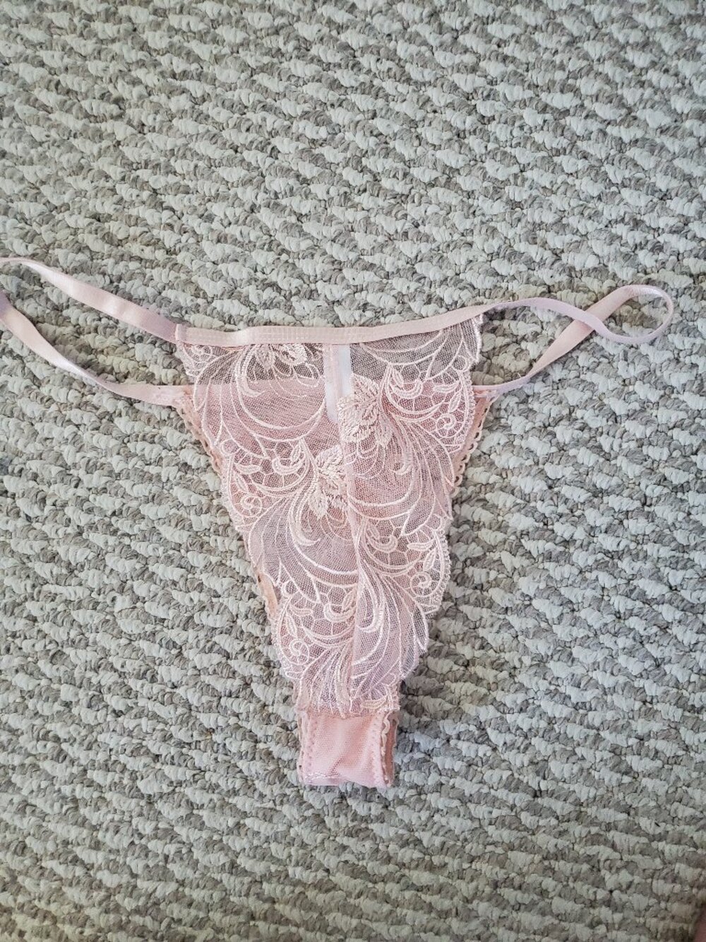 Lace string panty, Kat The Label, Medium, Minimal back coverage, Pink, Floral